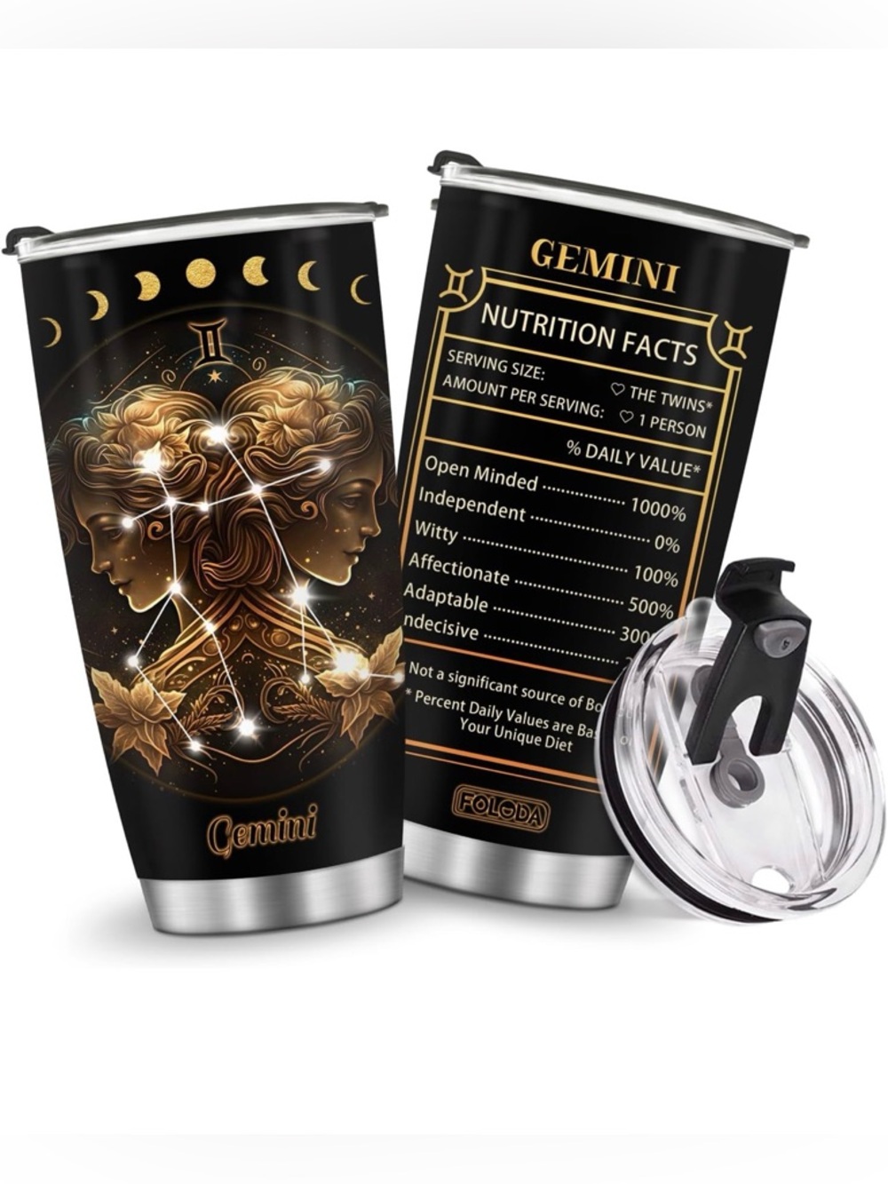 Gemini Zodiac Horoscope Insulated Stainless Steel Tumbler - Hot or Cold